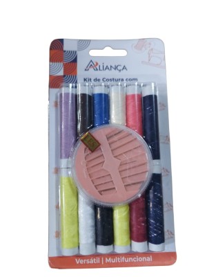 Kit de Costura com 12 Linhas e 10 Agulhas Aliança – Completo, Versátil e Ideal para Reparos Rápidos