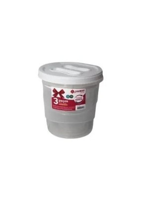 Conjunto Potes de Mantimento com Tampa de Rosca – Kit 3 Peças 500ml, 1,8L e 3L, Plástico Transparente, Vedação Segura para Cozinha e Despensa
