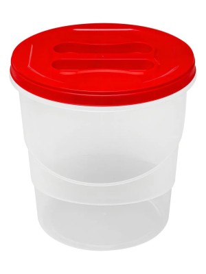 Pote Mantimento 7,8L com Tampa de Rosca Vermelha para Armazenar Alimentos e Ração – Plástico Transparente com Vedação Segura para Despensa e Cozinha