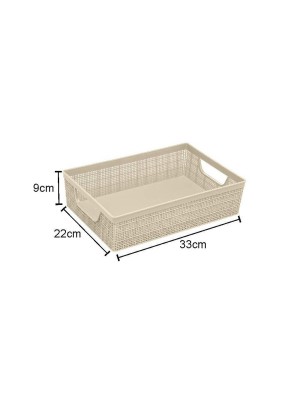 Cesta Juta 5,2L Cru com Alças Laterais – Cesta Plástica Grande e Decorativa para Organização de Banheiro, Cozinha, Escritório, Quarto e Closet