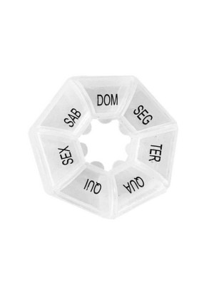 Porta Comprimido 9cm Redondo com 7 Divisórias Semanais – Organizador de Remédios Prático e Portátil