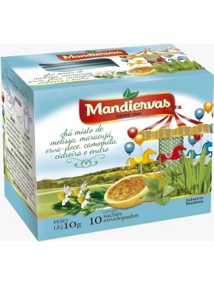 Chá Misto de Melissa, Maracujá, Erva-Doce, Camomila, Capim-Cidreira e Endro Mandivervas 10g com 10 Sachês — Infusão Calmante, Aroma Suave e Bem-Estar 