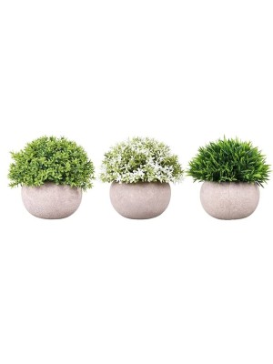 Planta Artificial Decorativa com Vaso 8x6,5cm – Enfeite Realista para Mesa, Sala, Escritório, Nichos e Ambientes Internos