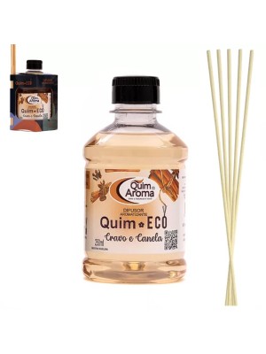 Difusor Aromatizante Cravo e Canela 250ml QCheirin com Varetas – Aroma Intenso, Aconchegante e Duradouro para Ambientes