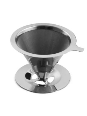 Filtro de Café Permanente em Aço Inox Reutilizável com Suporte para Preparo Manual