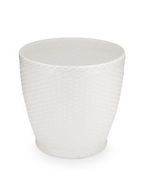 Vaso Rattan Redondo 750ml Branco – Decoração Sofisticada para Casa e Jardim