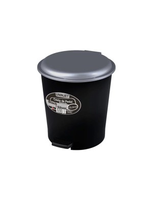 LIXEIRA C/ PEDAL REDONDA 12L BLACK E SILVER UN.