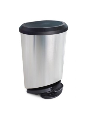 LIXEIRA C/PEDAL E BORDA 45LTS LABEL INOX