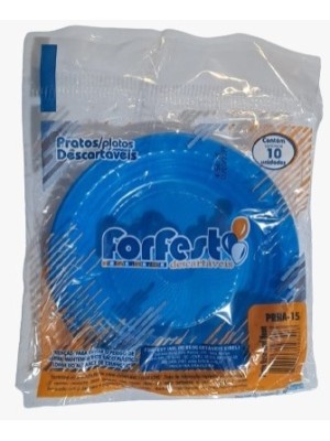 Prato Descartável Raso 15cm Sobremesa Azul Neon
