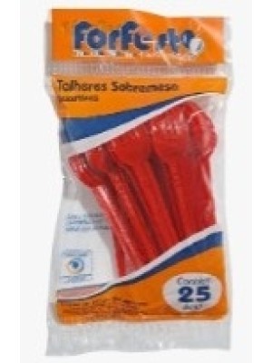 GARFO DESCARTÁVEL SOBREMESA VERMELHO C/25PCS UN. FORFEST