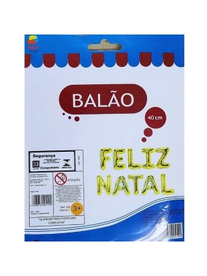 BALAO METALIZADO FELIZ NATAL 40CM UN. RIO TIJUCAS