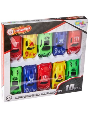 Carrinho Coleção Possantes Roda Livre Com 10 Peças