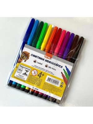CANETINHA HIDROGRÁFICA BLISTER C/12 CORES UN.